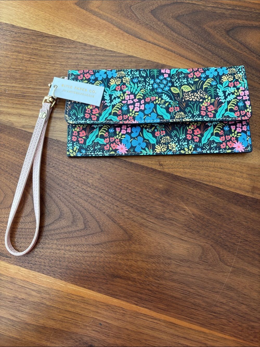 NWT New Anthropologie Rifle Paper Co Floral Wristlet Travel Wallet